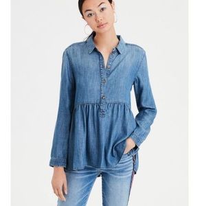 American Eagle nwt peplum chambray shirt